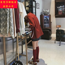 Pure wine red socks female Korean ulzzang Japanese college style urchin adult high socks tide thin