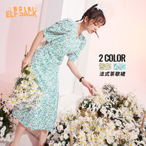 (New) Fairy Pocket French Bubble Sleeve Floral Dress Women's 2022 Spring V-neck Tea Break Skirt