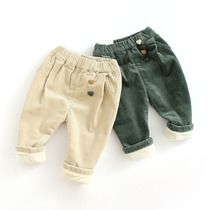 Baby girl with velvet pants winter 0-4 years old girl thickened corduroy trousers 3 baby wear pants can be opened