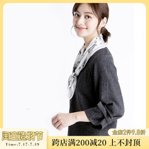 OFFIY-Classic compass pattern black and white 100% Mulberry silk scarf Professional business OL Japanese scarf