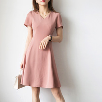 Mularsa method Elegant Platycoon with dress woman dress 2022 Summer new temperament V collar line Cut Little Black Dress