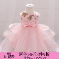 Baby princess dresses summer style woman baby age gown 0-1 years old wedding dress Birthday Dress Fluffy Skirt week Ocean Gas 2