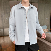 Shirt mens coat spring and autumn Joker casual handsome long-sleeved shirt mens clothing trend fashion brand autumn clothes