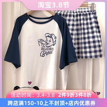 Japan Gelato Summer Casual Loose Sleepwear Woman Short Sleeve Shorts Pure Cotton Home Suit Suit