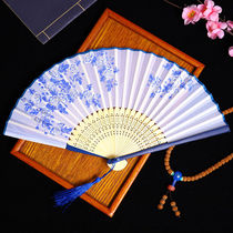 Fan folding fan Chinese style female students ancient style tassel in summer carry ancient Chinese clothing small bamboo fan