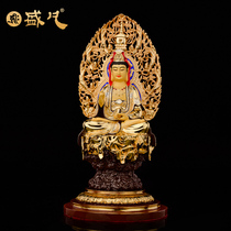 Taiwan Shengfan Guanyin Buddha statue dedicated to home copper gilt Guanyin Bodhisattva Guanyin statue living room Buddha Hall ornaments