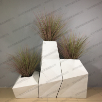 Nordic Minimalist Ground Floor Large Flower Pot GRP Geometric Florator Hotel Rhomboid Vase Emulated Flower And Grass Suit Pendulum