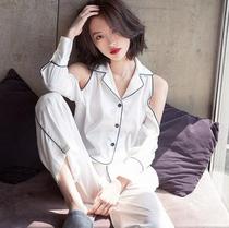 2021 new summer silk satin pajamas female Ice Silk fashion strapless sexy home suit suit