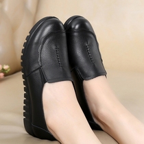 chun shoes for autumn shoes middle-aged dermal mothers shoes Ping soft round shoes flat non-slip middle-aged woman