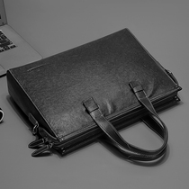 Members leather mens bag large capacity simple business briefcase mens youth tide front layer cowhide mens handbag