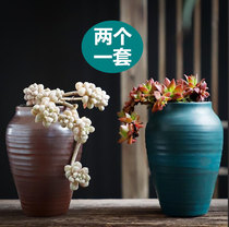 Master flowerpot large high pile high pot retro personality breathable creative simple pottery pot rough pottery ceramic multi-meat flowerpot