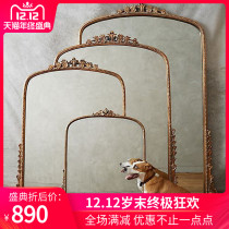 Eurostyle Sculpture Blossom Retro Genguan Decorative Mirrors Innet Red Fireplace Mirror Hallway Wall Dressings Full Body Carved Mirror