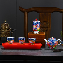 (Clearance touch bottom price) Lowe Travel Tea Set Home Ceramic Hand-painted Kung Fu Tea Cup Teapot Set