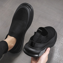 Mens shoes autumn casual shoes soft-soled lazy shoes a pedal black thick-soled light board shoes spring and autumn mens shoes
