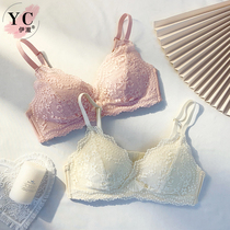 Yechul thin lace underwear women without steel ring gather sexy small chest bra female girl bra set summer