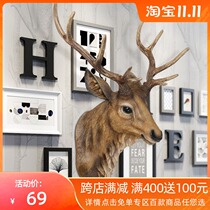 Zucai deer head decoration wall hanging Nordic style wall pendant American porch living room TV background wall decoration