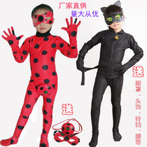 Ladybug Reddy girl tights Children adult black cat Ruo Er Halloween cosplay Ladybug wig costume