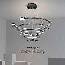 Light luxury living room chandelier modern minimalist Hall lamp creative compound building circular circular atmospheric staircase crane lamp Net Red