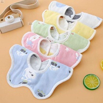 Baby summer thin saliva towel cotton gauze bib baby waterproof 360 degree rotating spit milk towel eating wrap