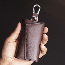 New Key Bag Men Genuine Leather Waist Hanging Multifunction Large Capacity Bull Leather Lock Spoon Bag Female Brief Practical Personality Card Bag