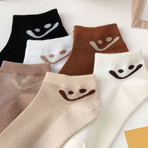 Smiley Face Socks Children Short Socks Spring Summer Thin cotton breathable white light mouth Short-cylinder Intidal hollowed-out mesh boat socks