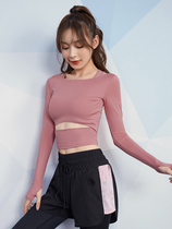 Sports topper female autumn and winter long sleeve menu T-shirt running breathable fitness jacket hollow yoga suit