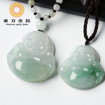 Oriental Jinyu Floating Green Natural Emerald Jade Buddha Pendant A Goods Men's and Women's Jade Buddha Pendant Big Belly Buddha Laughing Buddha