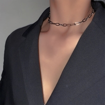 Lock Bone Chain Male Abstinence Innet Red Neck Chain Metal Necklace Handsome Lukewarm Wind Hollowed-out Chain Lock Bone Chain Collar Tide