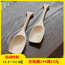 New personality wooden spoon shovel creative Beech spoon tea shovel ice cream spoon shovel 12 5 * 3CM small wooden spoon shovel