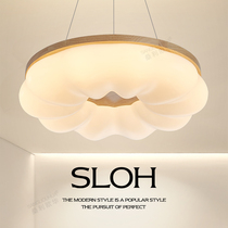 Nordic cloud lamp bedroom lamp ins wind chandelier pumpkin log cream wind lighting childrens room net red chandelier lamp