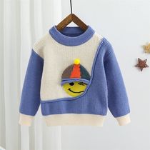 Boys sweaters for children Korean version of foreign-Air pullover knitwear baby plus velvet padded round neck autumn and winter sweater
