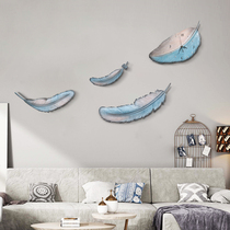 Feather wall sofa background wall decoration pendant living room wall soft decoration Nordic light luxury creative wall decoration