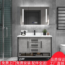  Nordic bathroom cabinet combination Floor-to-ceiling solid wood hand washing basin cabinet bathroom basic bathroom vegetable juice distribution
