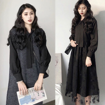 Autumn and winter clothes 2021 New Hepburn style French jumpsuit skirt size womens high sense fashion two-piece suit
