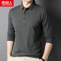 South Pole 2022 spring autumn season new pure color flipped long sleeve T-shirt casual undershirt blouse for men polo shirt