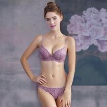 Net red small chest gathered adjustment lace girl sexy underwear Female beauty back bra Autumn and winter bra set 
