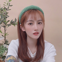 2021 New Tide Simple wide-sided thick corduroy hair hoop Korean Net red high skull head hoop Joker go out hairpin