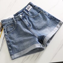 High waist denim shorts female summer loose broadlegged Korean version fashion big code display slim 2022 spring new straight drum hot pants