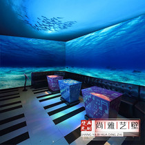 3d three-dimensional Ocean style wallpaper KTV bar background wall decoration hotel theme room underwater world wallpaper