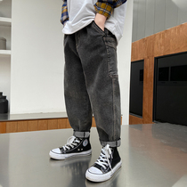 Boys jeans spring and autumn 2021 new childrens pants casual Korean version of the boy handsome trousers tide