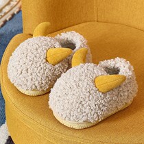 South Korean children cute fur cotton slippers male and female childrens autumn and winter home non-slip fur dragging baby indoor cartoon thickening