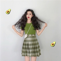 sandro bassa cattle oil fruit green suit with dress and dress summer little fresh and thin two sets of smeared tea green dresses