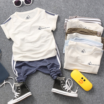 New childrens clothing boy summer clothing short sleeve suit children ocean gas summer two sets of baby boomer clothes Korean version