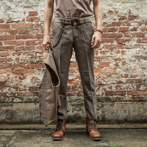 SOARIN original retro herringbone nine-point suit pants mens British business slim straight 9-point casual pants