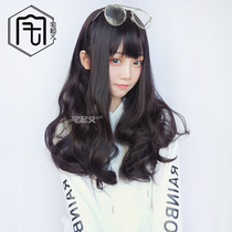 House uprising wig female black purple long curly hair invisible full head big wave fluffy natural Net red hair