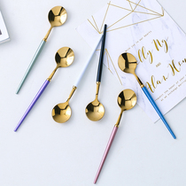 Coffee spoon stainless steel small personality creative cute 304 mixing spoon European small luxury Golden home dessert