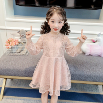 Korean girl dress 2021 spring and autumn Korean version of the child lace net gauze hipster Super fairy princess dress