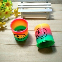 Rainbow ring pull ring Plastic spring ring Elastic ring Magic childrens stacking ring Childrens fun toy stall supply