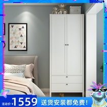 Nordic simple modern wardrobe rental room small apartment type two-door three-door four-door wardrobe Bedroom household small cabinet