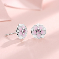 Magnolia earrings female s925 silver enamel fashion personality simple autumn and winter earrings lover birthday gift